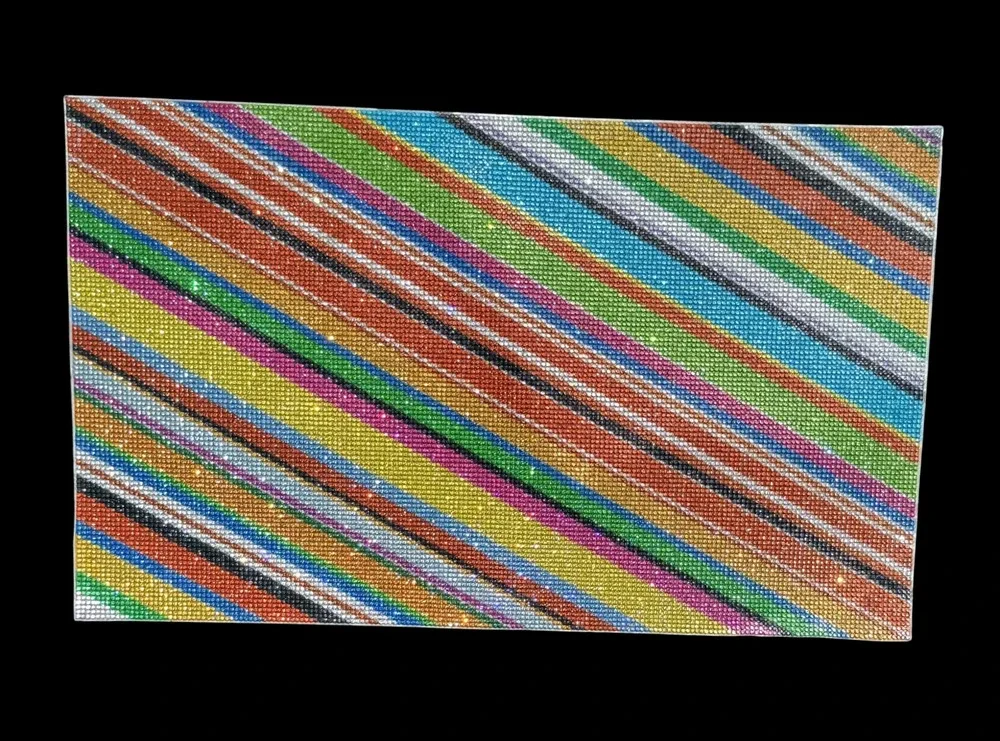 Rainbow Diagonal Stripe Self-Adhesive Rhinestone Sheet 15.75 x 9.45